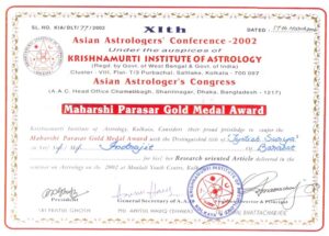 parashara gold medal award